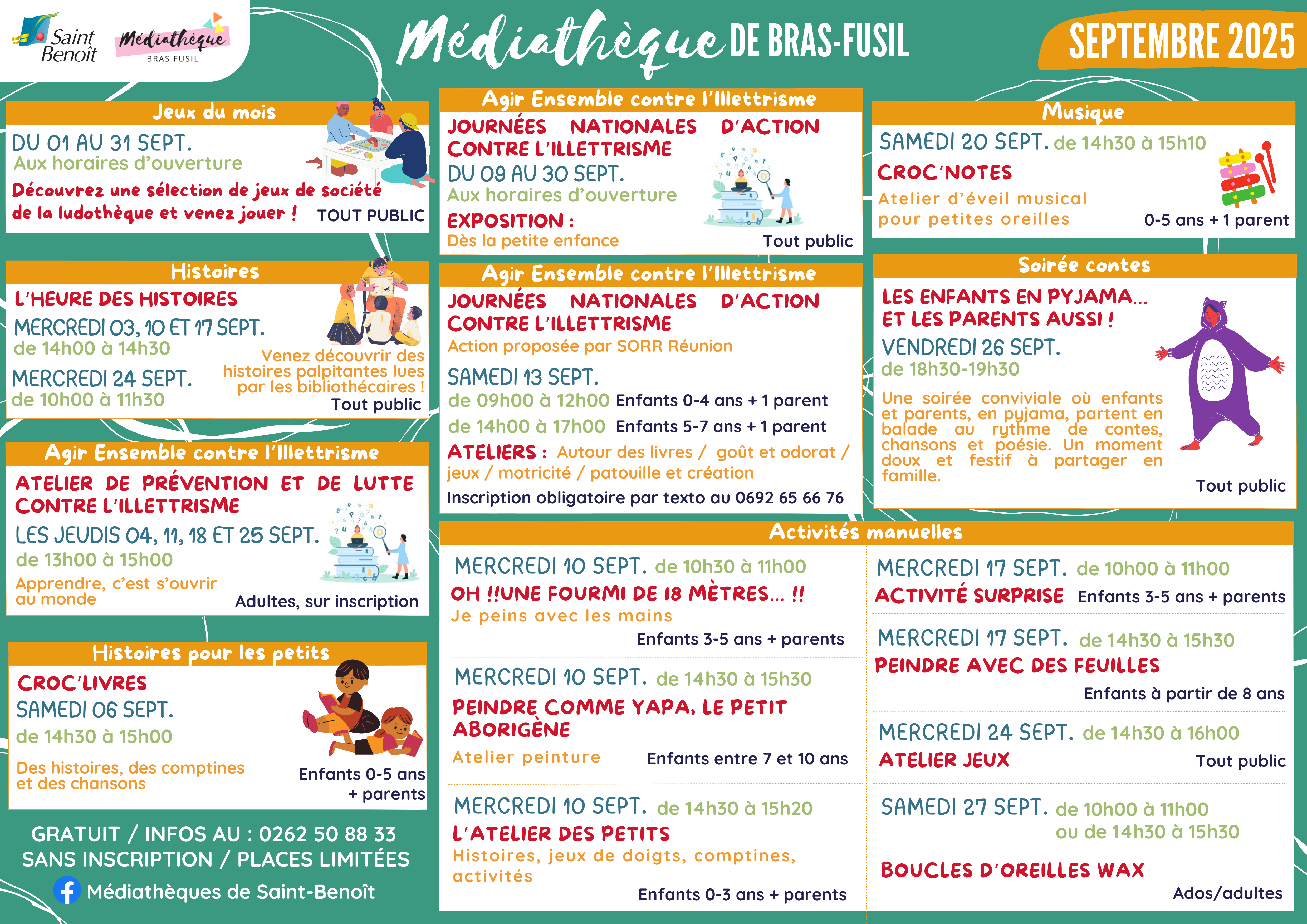 Programme de septembre à la Médiathèque de Bras-Fusil