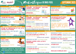 Programme de septembre à la Médiathèque de Bras-Fusil
