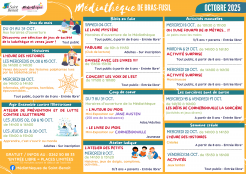 Programmation médiathèque de Bras-Fusil - octobre 2025