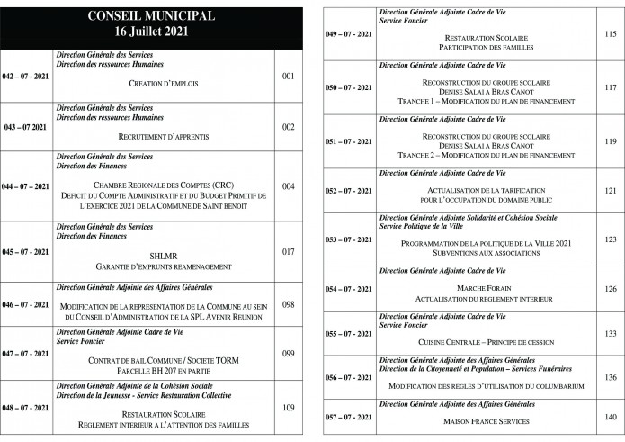 Conseil municipal le vendredi 16 juillet à 17h