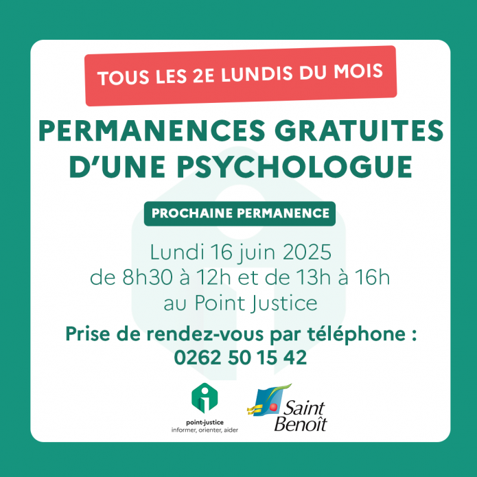 Permanences gratuites d'une psychologue à St-Benoît