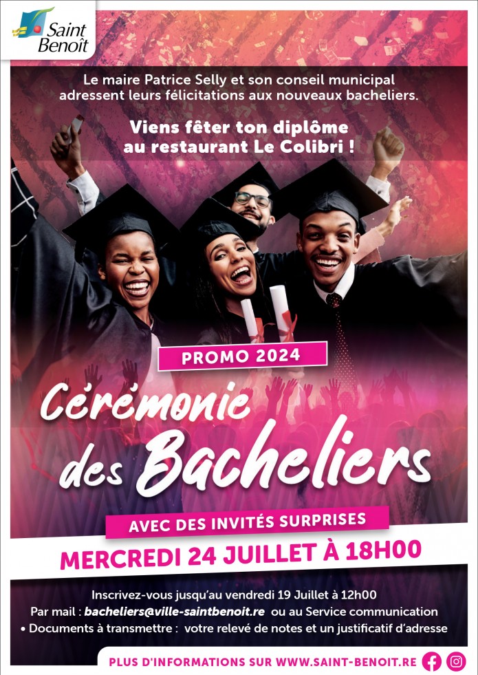 Bacheliers 2024 : La Ville de Saint-Benoît vous récompense !