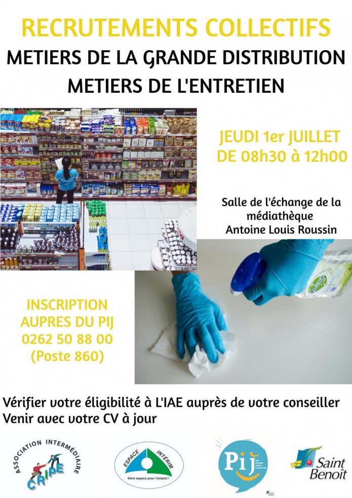 Recrutements collectifs des métiers de la grande distribution et métiers de l’entretien