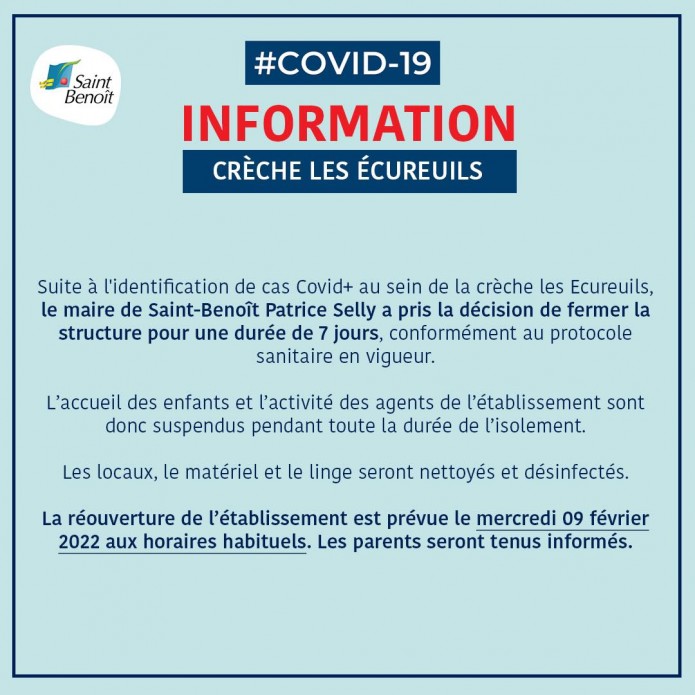 Info covid19 - Crèche Les Écureuils